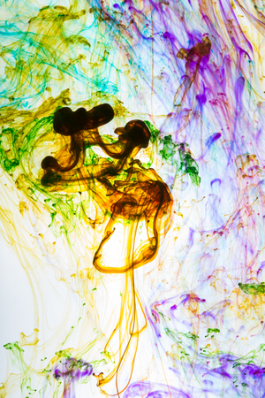 Acrylic colors and ink in water. Abstract background.の写真素材