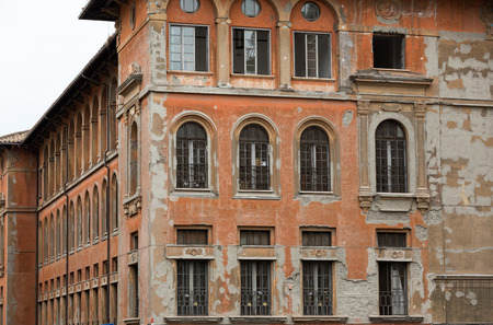 Windows of old house in Rome, Italy