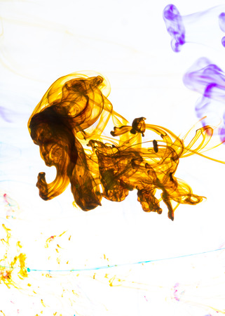 Acrylic colors and ink in water. Abstract background.の写真素材