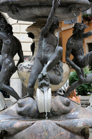 Fontana delle Tartarughe, (The Turtle Fountain)  in Piazza Mattei . Rome, Italyのeditorial素材