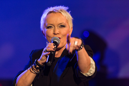 CRACOW, POLAND - NOV EMBER 6, 2016: Symphonica 2 Made in Poland  The music of cult, of underground, rock, metal- and punk Polish groups from years 80-these performed  by musicians and soloists Filharmonia Futura on stage cinemas Kiev in Cracow. O/p Malgorのeditorial素材