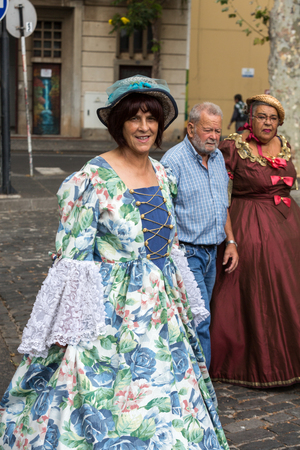 FUNCHAL, MADEIRA, PORTUGAL - SEPTEMBER 4, 2016: Madeira Wine Festival - Historical and Ethnographic parade in Funchal on Madeira. Portugalのeditorial素材