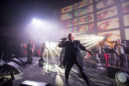 CRACOW, POLAND - NOV EMBER 6, 2016: Symphonica 2 Made in Poland  The music of cult, of underground, rock, metal- and punk Polish groups from years 80-these performed  by musicians and soloists Filharmonia Futura on stage cinemas Kiev in Cracow.のeditorial素材