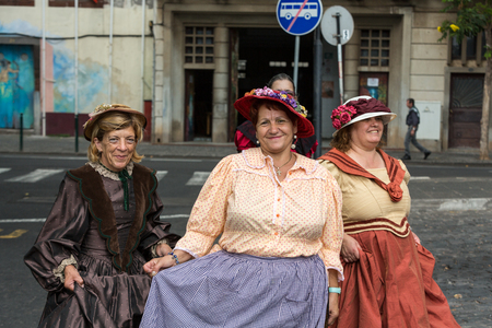 FUNCHAL, MADEIRA, PORTUGAL - SEPTEMBER 4, 2016: Madeira Wine Festival - Historical and Ethnographic parade in Funchal on Madeira. Portugalのeditorial素材