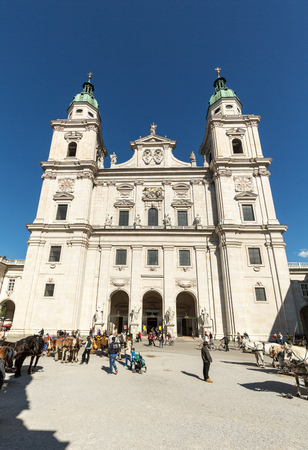 Famous Salzburg Cathedral (Salzburger Dom) at Domplatz, Salzburg Land, Austriaのeditorial素材