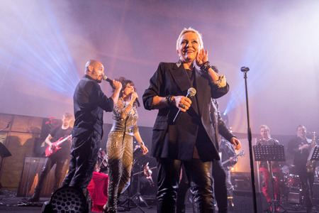 CRACOW, POLAND - NOV EMBER 6, 2016: Symphonica 2 Made in Poland  The music of cult, of underground, rock, metal- and punk Polish groups from years 80-these performed  by musicians and soloists Filharmonia Futura on stage cinemas Kiev in Cracow.のeditorial素材