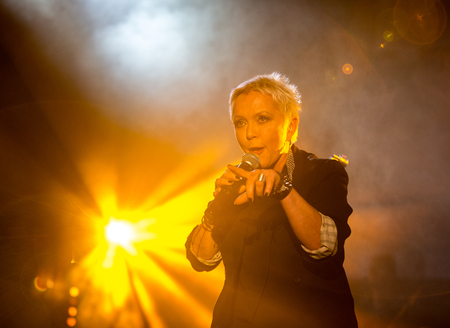 CRACOW, POLAND - NOV EMBER 6, 2016: Symphonica 2 Made in Poland  The music of cult, of underground, rock, metal- and punk Polish groups from years 80-these performed  by musicians and soloists Filharmonia Futura on stage cinemas Kiev in Cracow. O/p Malgorのeditorial素材