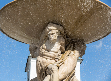 Baroque Residence fountain on Residentplatz in Salzburg. Austriaの写真素材