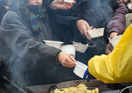 Warm food for the poor and homelessのeditorial素材