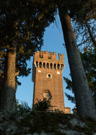 Scaligeri Castle  in Lazise at Lake Garda, Italyのeditorial素材