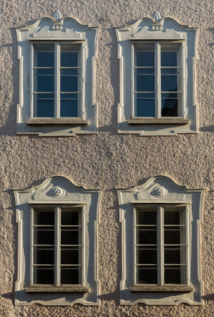Facade of building in the historic centre of Salzburg. Austriaの写真素材