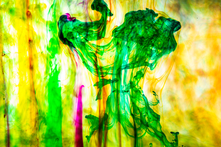 Acrylic colors and ink in water. Abstract background.の写真素材