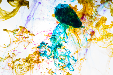 Acrylic colors and ink in water. Abstract background.の写真素材