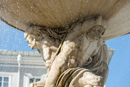 Baroque Residence fountain on Residentplatz in Salzburg. Austriaのeditorial素材