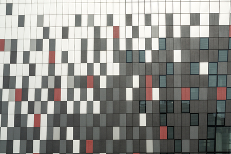 CRACOW, POLAND - FEBRUARY 14, 2016: Part of ceramic exterior facade of ICE Krakow Congress Center,...