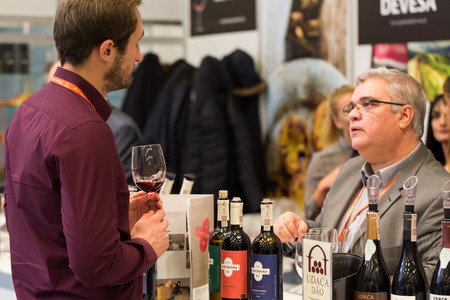 CRACOW, POLAND - NOVEMBER 17, 2016:  International Wine Trade Fair ENOEXPO in Cracow is a professional event dedicated to wine. Every year the producers of wine from all around the world meet the importers, distributors and representatives. Cracow. Polandのeditorial素材