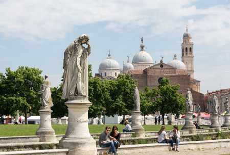 PADUA, ITALY - MAY 3, 2016: Statues on Piazza Prato della Valle, Padua, Italy.のeditorial素材