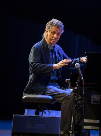 CRACOW, POLAND - MAY 8, 2017: Chick Corea Trio live on stage in ICE Cracow, Poland. Chick Corea is one of the world of jazz giants, a true legend of the piano and keyboards, with more than 50 Grammy award nominations,のeditorial素材