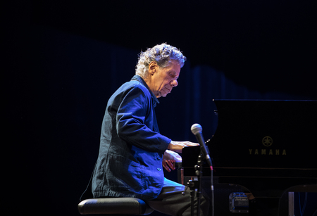 CRACOW, POLAND - MAY 8, 2017: Chick Corea Trio live on stage in ICE Cracow, Poland. Chick Corea is one of the world of jazz giants, a true legend of the piano and keyboards, with more than 50 Grammy award nominations,のeditorial素材