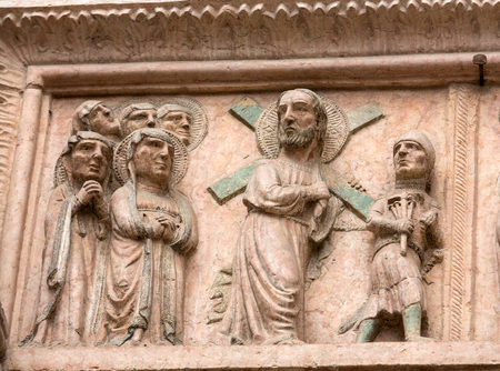 Relief on Facade of Sant'Anastasia Church in Verona, Italy.のeditorial素材