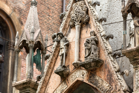 Scaliger tombs, a group of five gothic funerary monuments celebrating the Scaliger family in Verona. Italyの写真素材