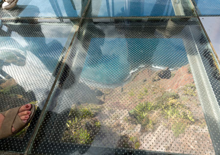 The Cabo Girao Skywalk - the highest cliff skywalk in Europe, located on top of the cabo Girao Cliff on Madeira Island. Portugalの写真素材