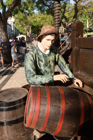FUNCHAL, MADEIRA, PORTUGAL - SEPTEMBER 1, 2016: Sceneries related to the production of wine during the Wine Festival   in Funchal on Madera, Portugalのeditorial素材