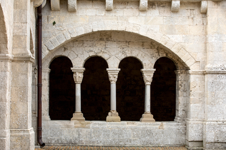 Romanesque capitals of the columns in the cloisters of the Abbey of Montmajour near Arles, Franceのeditorial素材
