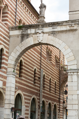 VERONA, ITALY - MAY 1, 2016: Verona - Piazza dei Signori is the civic and political heart of Verona, Italyのeditorial素材