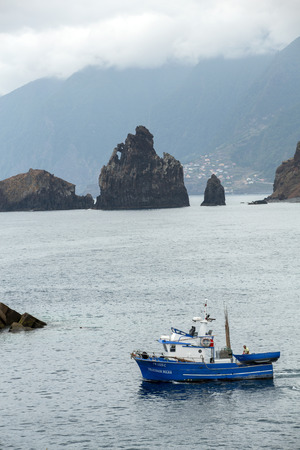 PORTO MONIZ, MADEIRA, PORTUGAL - SEPTEMBER 5, 2016: Coast in Porto Moniz on Madeira Island. Portugalのeditorial素材