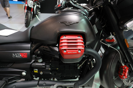 CRACOW, POLAND - MAY 20, 2017: Moto Guzzi MGX 21 motorcycle displayed at MOTO SHOW in Krakow....
