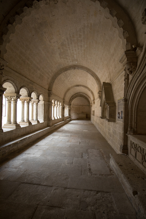 MONTMAJOUR, FRANCE - JUNE 26, 2017: Cloisters in the  Abbey of St. Peter in Montmajour near Arles, Franceのeditorial素材