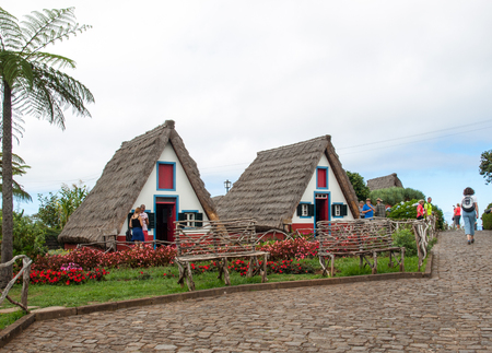 SANTANA, MADEIRA, PORTUGAL SEPTEMBER 9, 2016: Traditional rural house in Santana on Madeira island, Portugalのeditorial素材