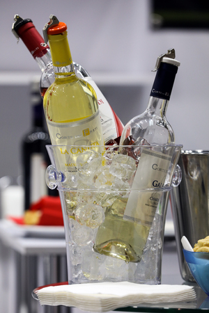 CRACOW POLAND - NOVEMBER 16 2017: International Wine Trade Fair ENOEXPO in Cracow. Producers of wine from all around the world meet the importers distributors and representatives. Cracow. Polandのeditorial素材