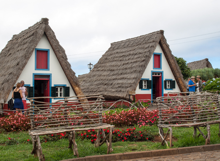 SANTANA, MADEIRA, PORTUGAL SEPTEMBER 9, 2016: Traditional rural house in Santana on Madeira island, Portugalのeditorial素材