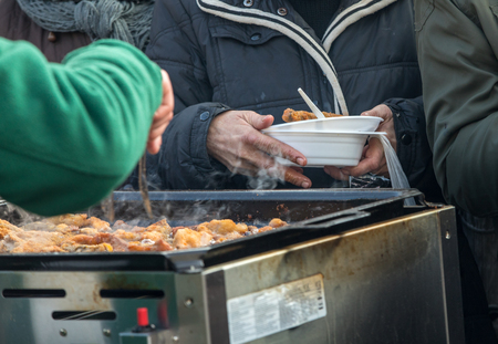 Warm food for the poor and homelessの写真素材