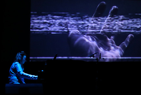 Gorlice, Poland - July15 2017: Katarzyna Borek live at International Multimedia Presentation - Ambient Festival . Gorlice. PolandAmbient is an annual event that presents ambitious electronic music. The concept of the event is to present what is happeningのeditorial素材