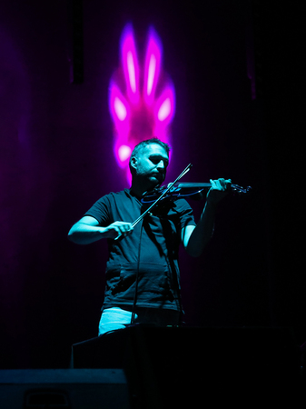 Gorlice, Poland - July 14 2017: Backspace live at International Multimedia Presentation - Ambient Festival . Gorlice. PolandAmbient is an annual event that presents ambitious electronic music. The concept of the event is to present what is happening in tのeditorial素材