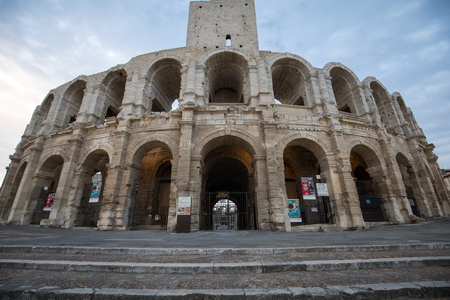 Arles, France - June 26, 2017: The Roman Amphitheater in the old town of Arles in Provence in the South of France.のeditorial素材