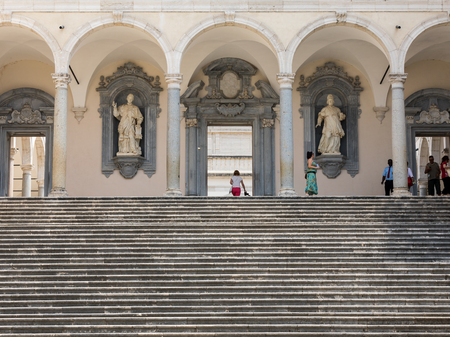 Montecassino, Italy - June 17, 2017: the Cloister of Bramante, Benedictine abbey of Montecassino. Italyのeditorial素材