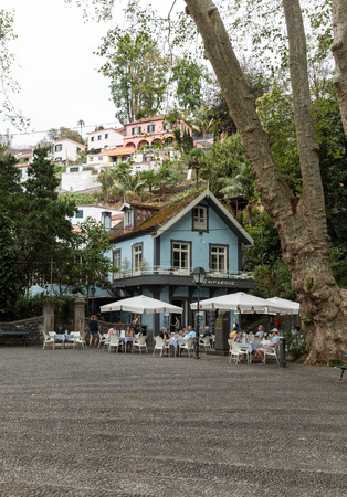 Funchal, Madeira, Portugal - September 2, 2016: Lovely cafe near the gardens of Monte in Funchal. Madeira, Portugalのeditorial素材