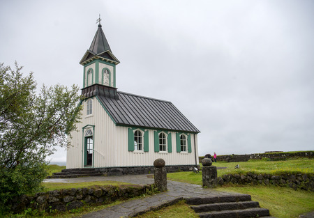 Church in Thingvellir National Park in Icelandの写真素材