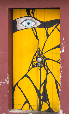 FUNCHAL,MADEIRA, PORTUGAL, SEPTEMBER 4, 2016: Zone Velha - the oldest district famous for its best restaurants and cafes in Funchal. Madeira, Portugalのeditorial素材