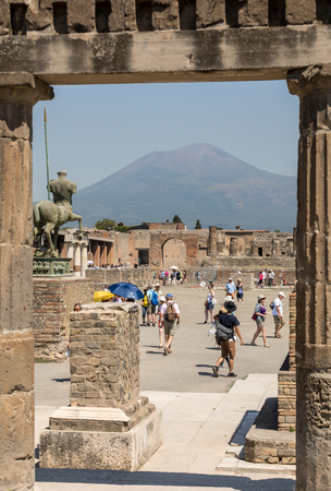 Pompeii, Italy - June 15, 2017: Ancient city of Pompeii, Italy. Roman town destroyed by Vesuvius volcano.のeditorial素材