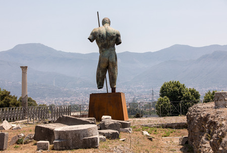 Pompeii, Italy - June 15, 2017: Sculptures of the Polish sculptor Igor Mitoraj on display at Pompeii archaeological site, the ancient Roman city, destroyed in 79 BC by the eruption of Mount Vesuvius.のeditorial素材