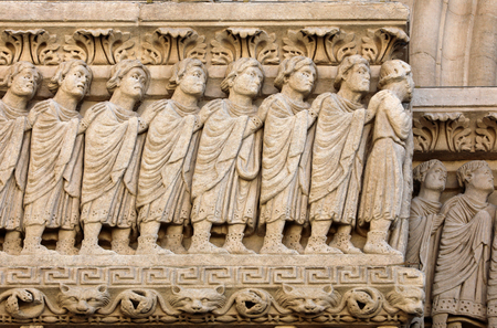 Details of the west portal  Saint Trophime Cathedral in Arles, France. Bouches-du-Rhone,  Franceのeditorial素材