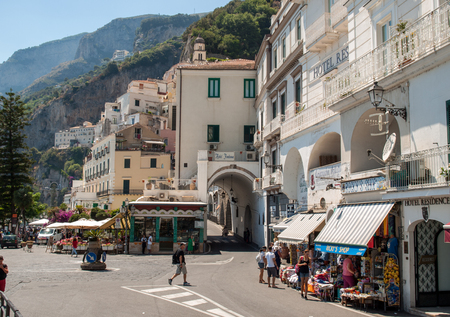 Amalfi, Italy - June 16, 2017: View of Amalfi. Amalfi is a charming resort town on the scenic Amalfi Coast of Italy.のeditorial素材