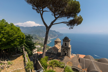 View over Gulf of Salerno from Villa Rufolo, Ravello, Campania, Italy