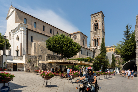 Ravello, Italy - June 16, 2017: Piazza del Duomo and Cathedral of Santa Maria Assunta in Ravello , Campania, Italy のeditorial素材