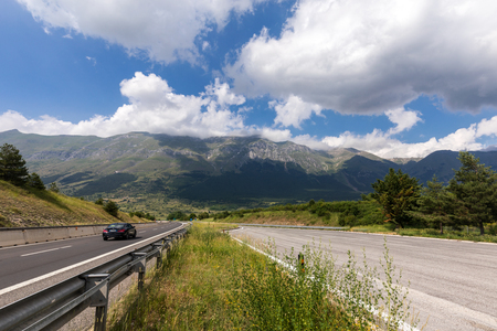 Gran Sasso, Italy - June 17, 2017: View of Gran Sasso mountain in Abruzzo region Italyのeditorial素材